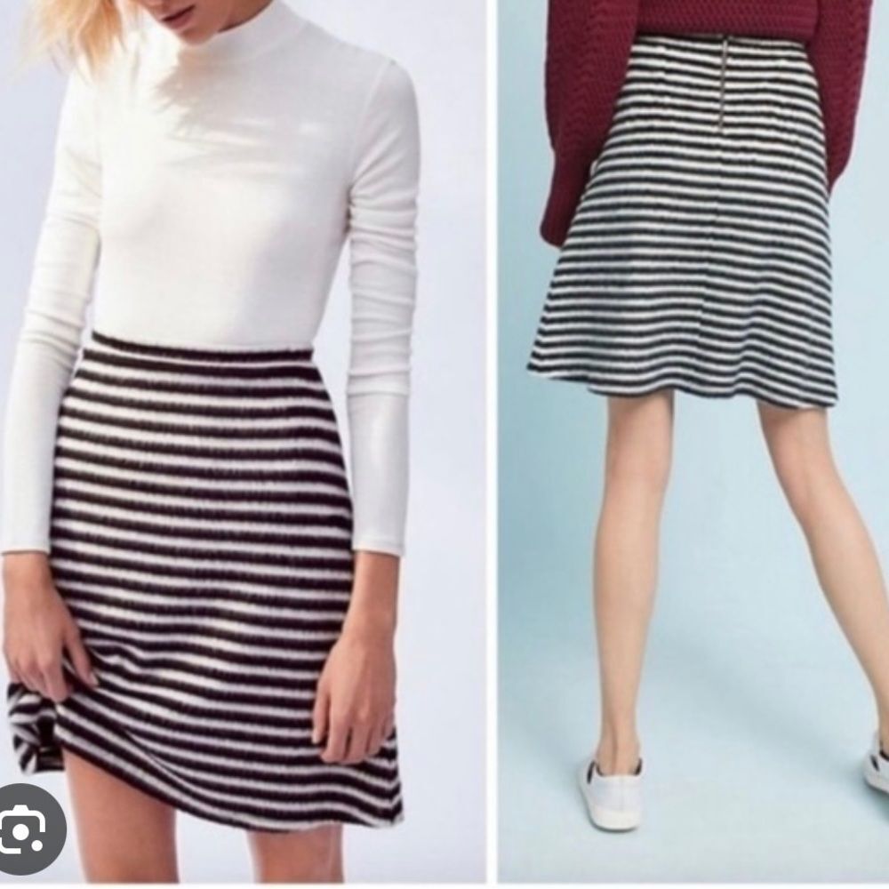 Anthropologie striped zipper back mini skirt
